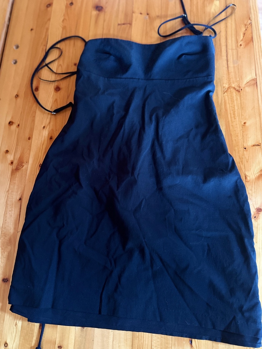 Zara Black Mini Dress Small Strappy Open Back Strapless Tie Back Sleeveless